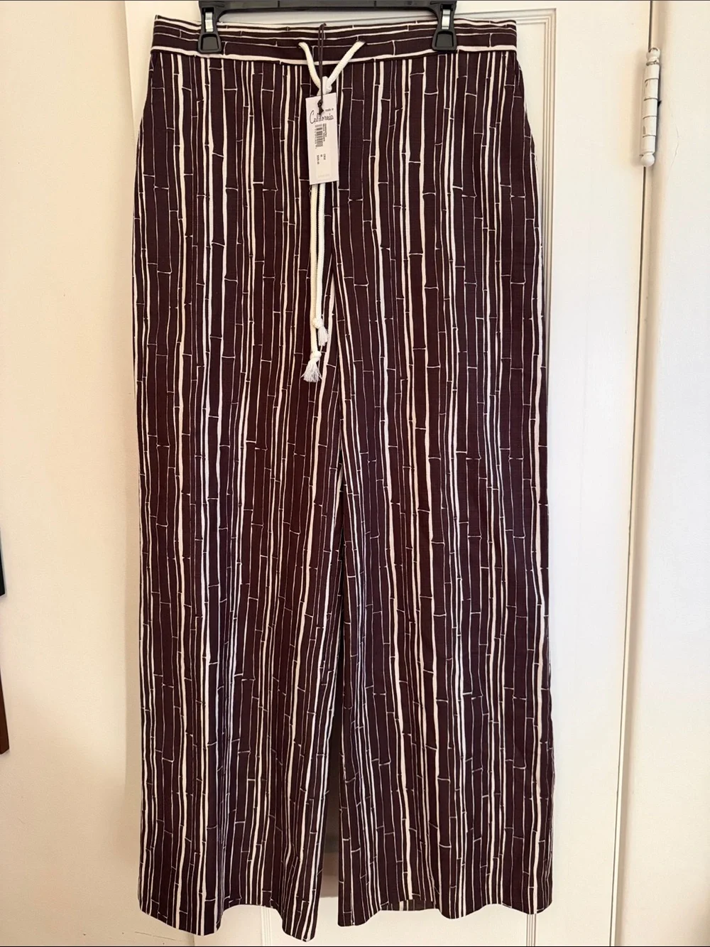 Men's Brown Bamboo Print Barkcloth Drawstring Joggers